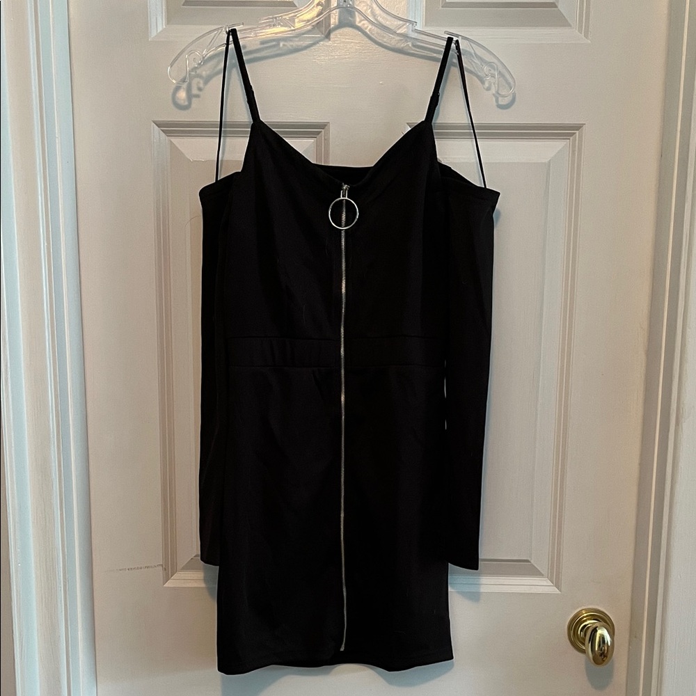 Dance & Marvel Black Cold Shoulder Dress with Zipper